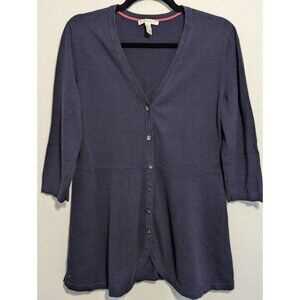 Isaac Mizrahi Live Essentials Open Front Knit Cardigan Sweaters Medium Navy Blue